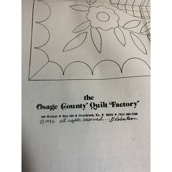 The Osage County Quilt Factory Whitework Pattern 1986 As You Go Robertson - Picture 4 of 4